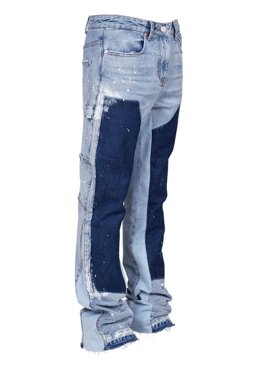 Washed Denim Flared Jeans